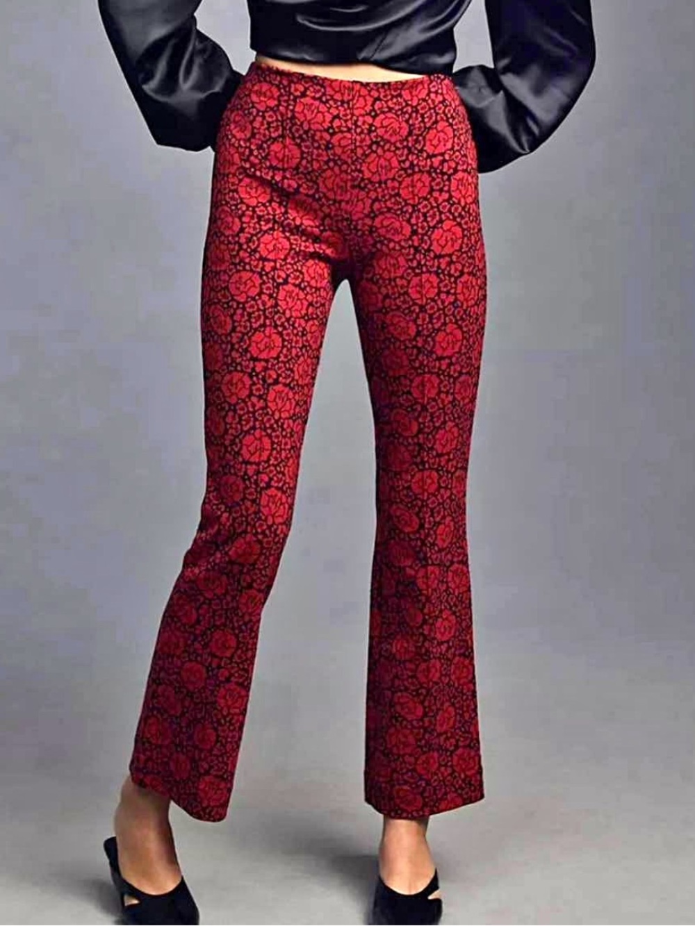 Anthropologie Maeve Red Rose Floral Pants Small